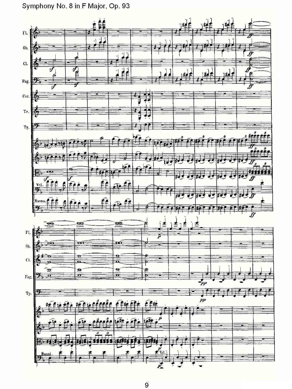 曲谱路德维西·冯·贝多芬《F大调第八交响曲 Op.93第四乐章》（第9页）