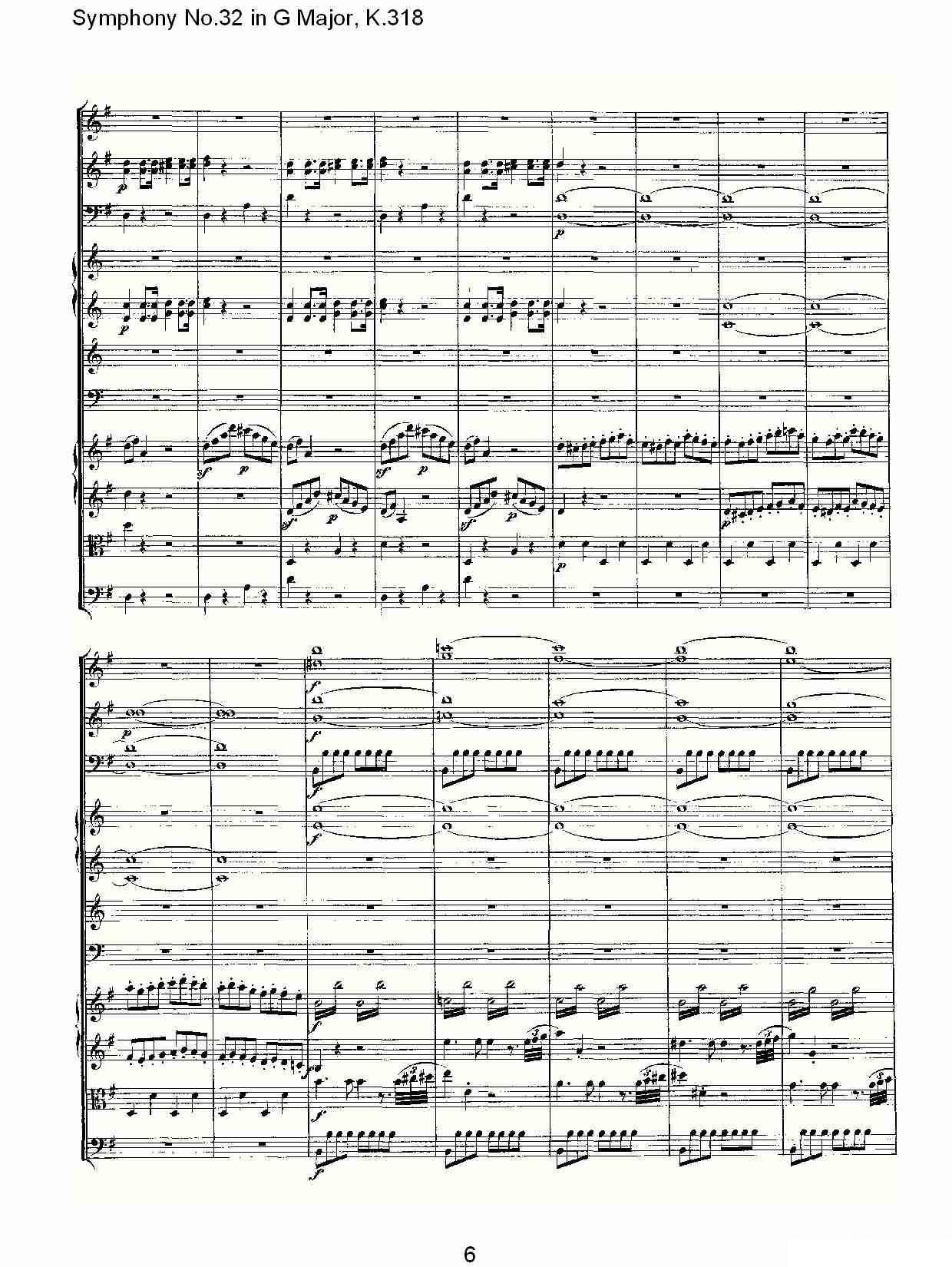 曲谱《Symphony No.32 in G Major, K.318》（第6页）