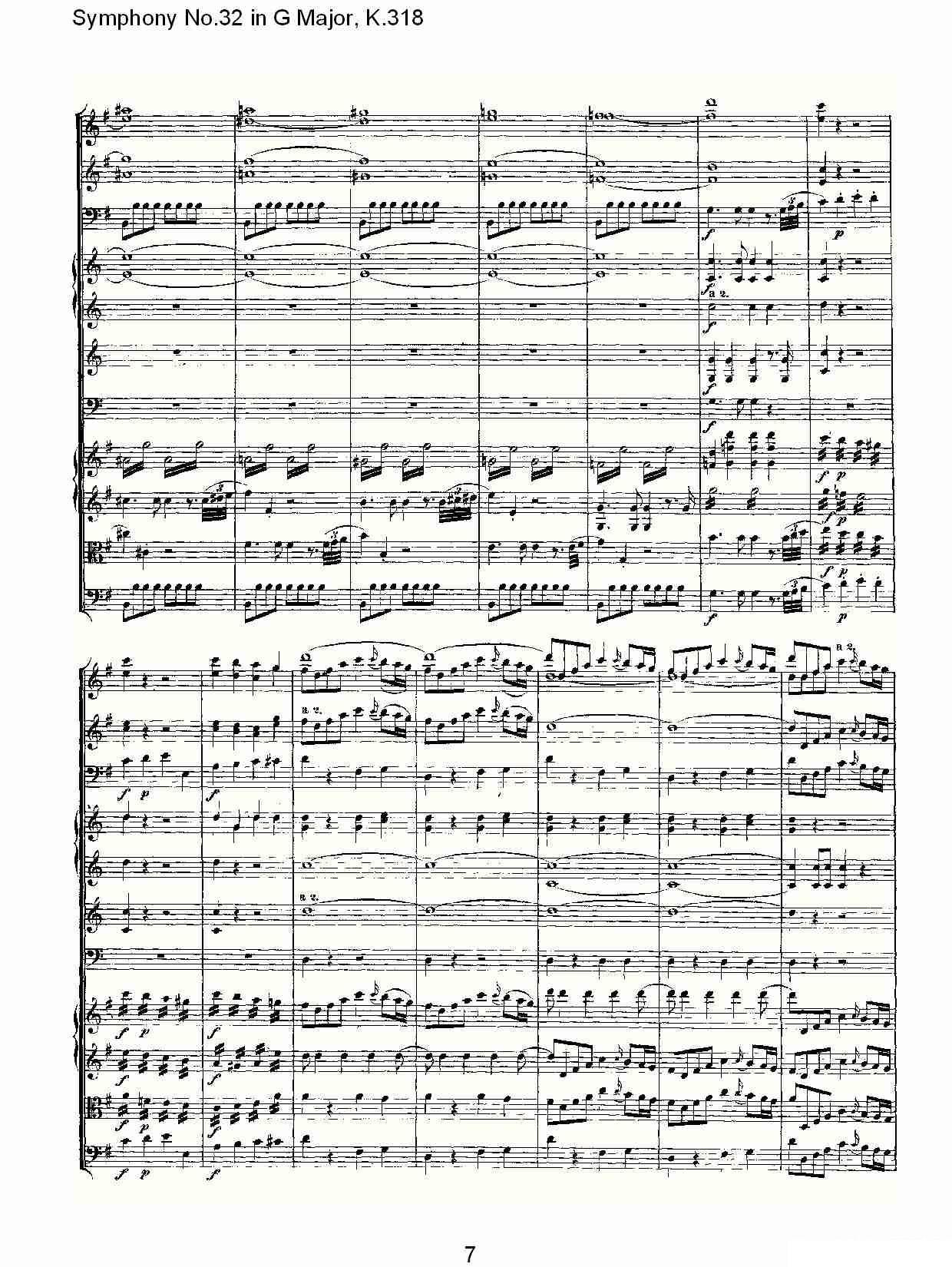 曲谱《Symphony No.32 in G Major, K.318》（第7页）