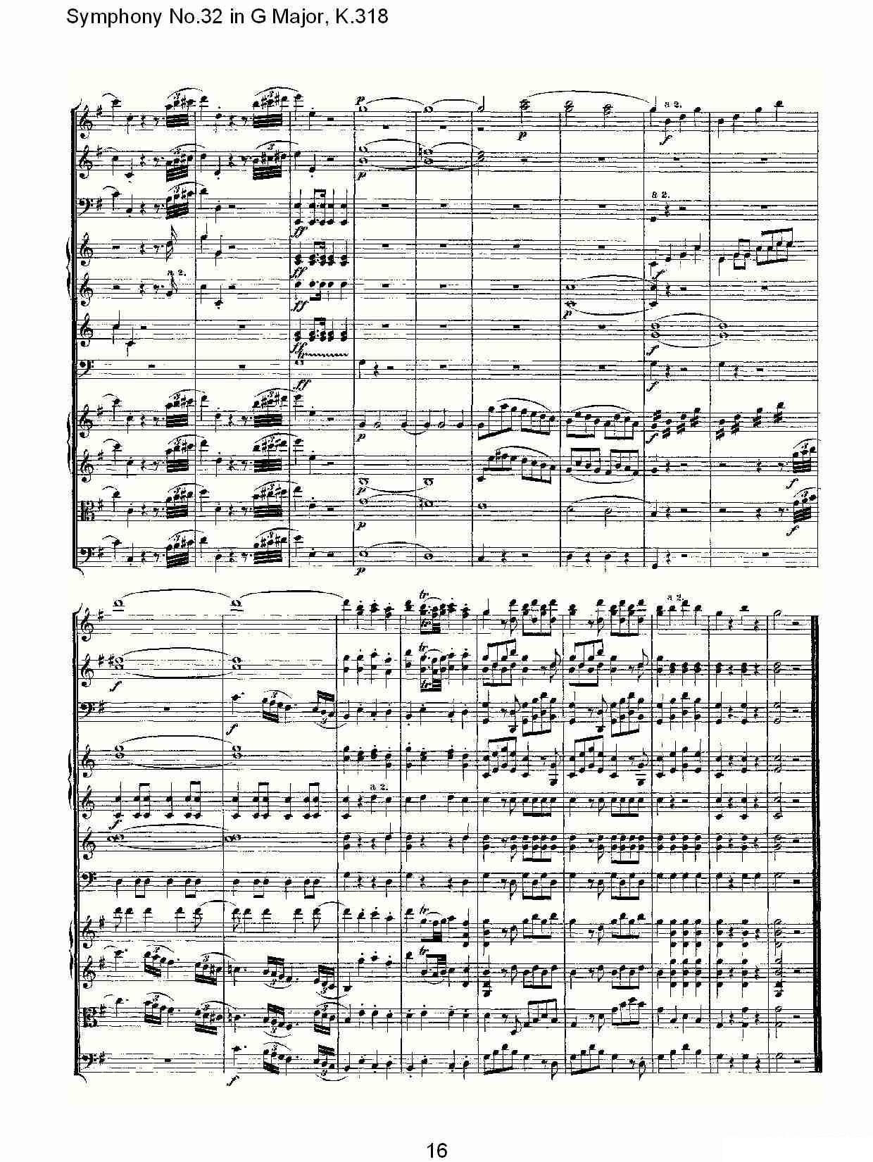 曲谱《Symphony No.32 in G Major, K.318》（第16页）