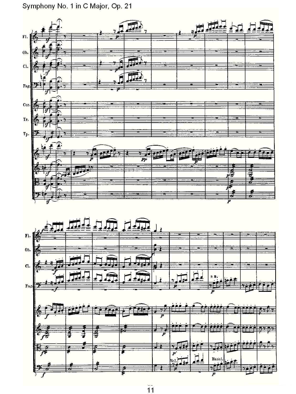 曲谱路德维西·冯·贝多芬《Symphony No. 1 in C Major, Op. 21》（第11页）