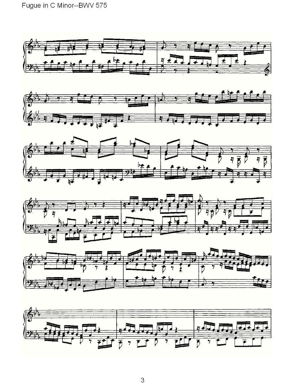 曲谱《 Fugue in C Minor--BWV 575 》（第3页）