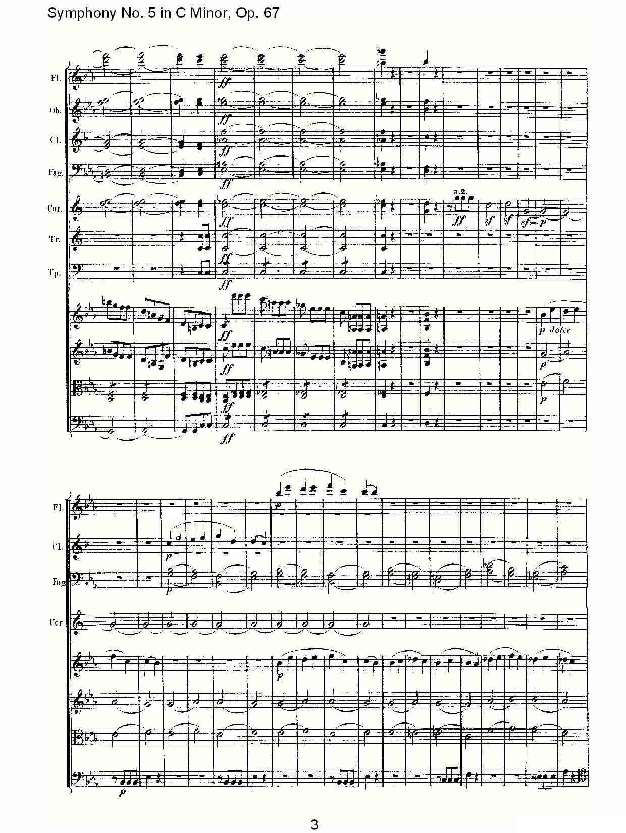 曲谱路德维西·冯·贝多芬《C小调第五交响曲 Op.67第一乐章》（第3页）