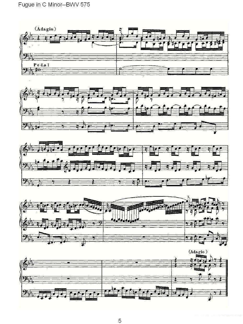 曲谱《 Fugue in C Minor--BWV 575 》（第5页）