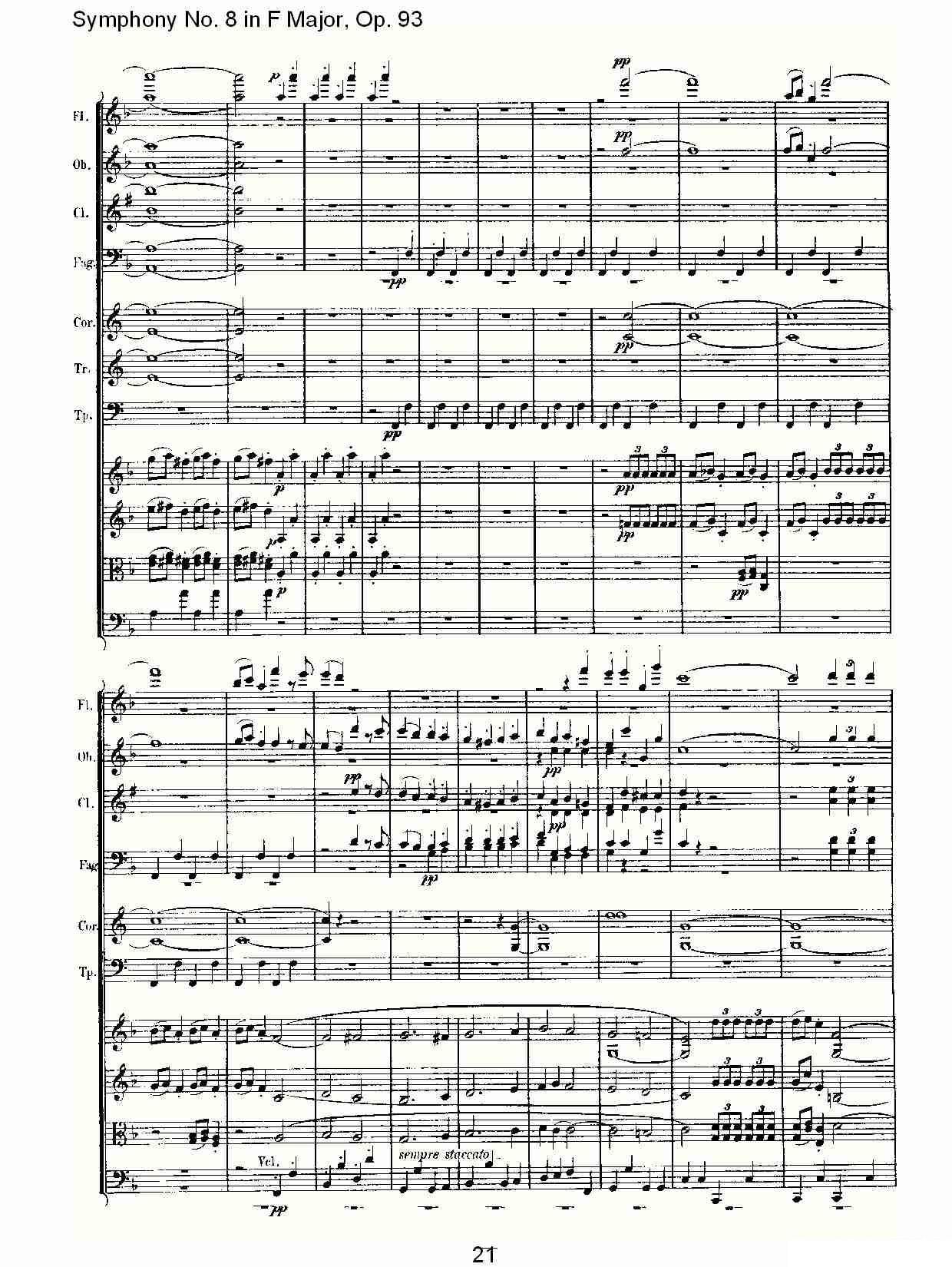 曲谱路德维西·冯·贝多芬《F大调第八交响曲 Op.93第四乐章》（第21页）