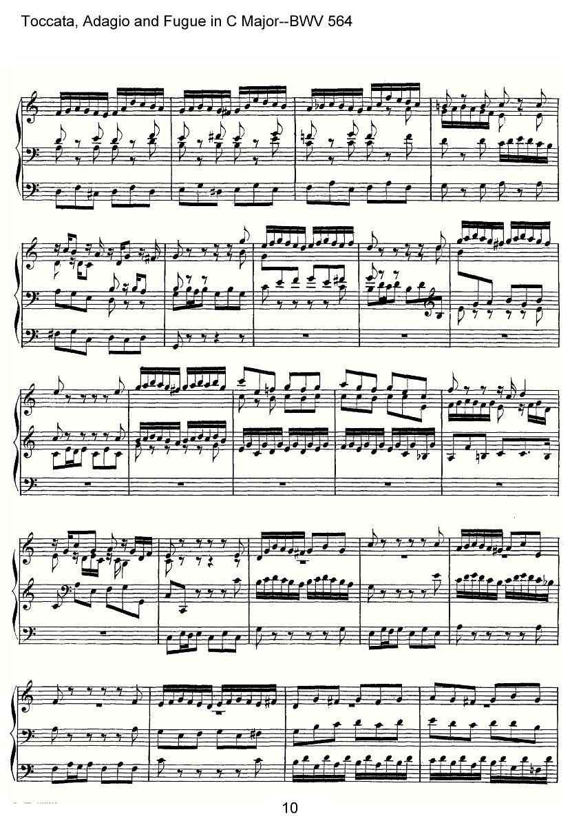 曲谱《Toccata, Adagio and Fugue in C Major--BWV 564》（第10页）