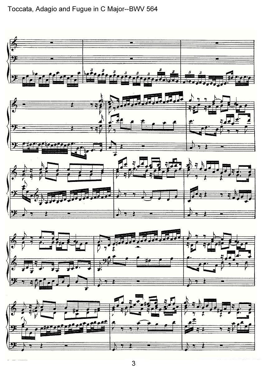 曲谱《Toccata, Adagio and Fugue in C Major--BWV 564》（第3页）