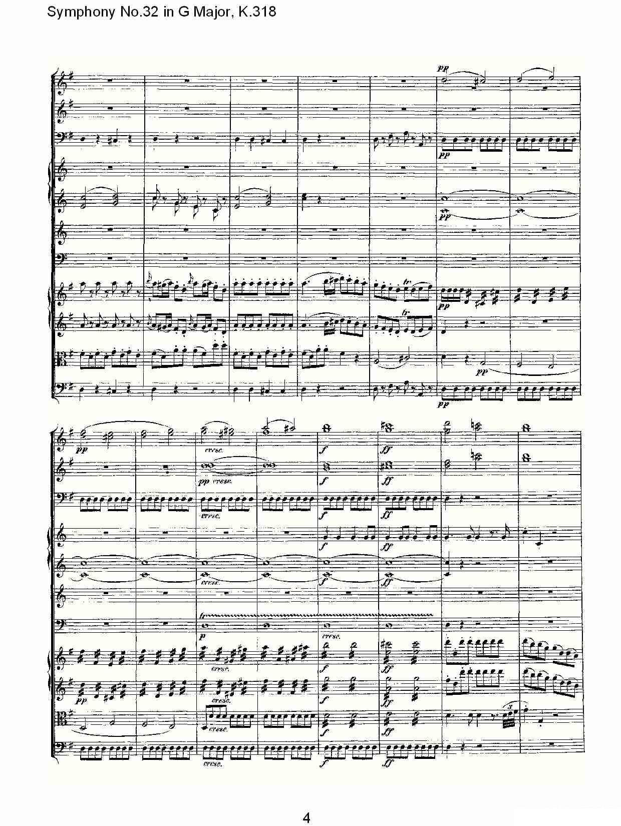 曲谱《Symphony No.32 in G Major, K.318》（第4页）