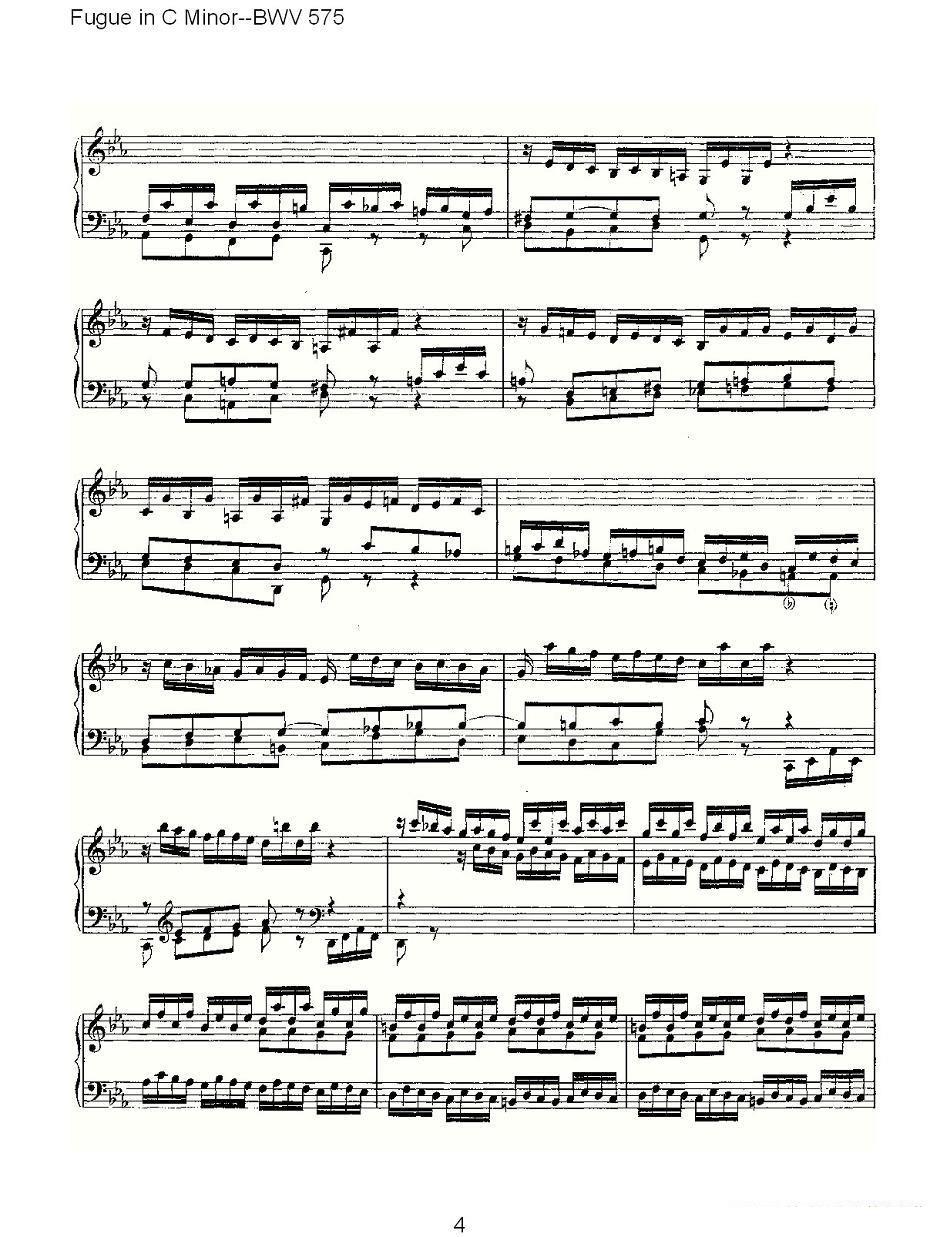 曲谱《 Fugue in C Minor--BWV 575 》（第4页）