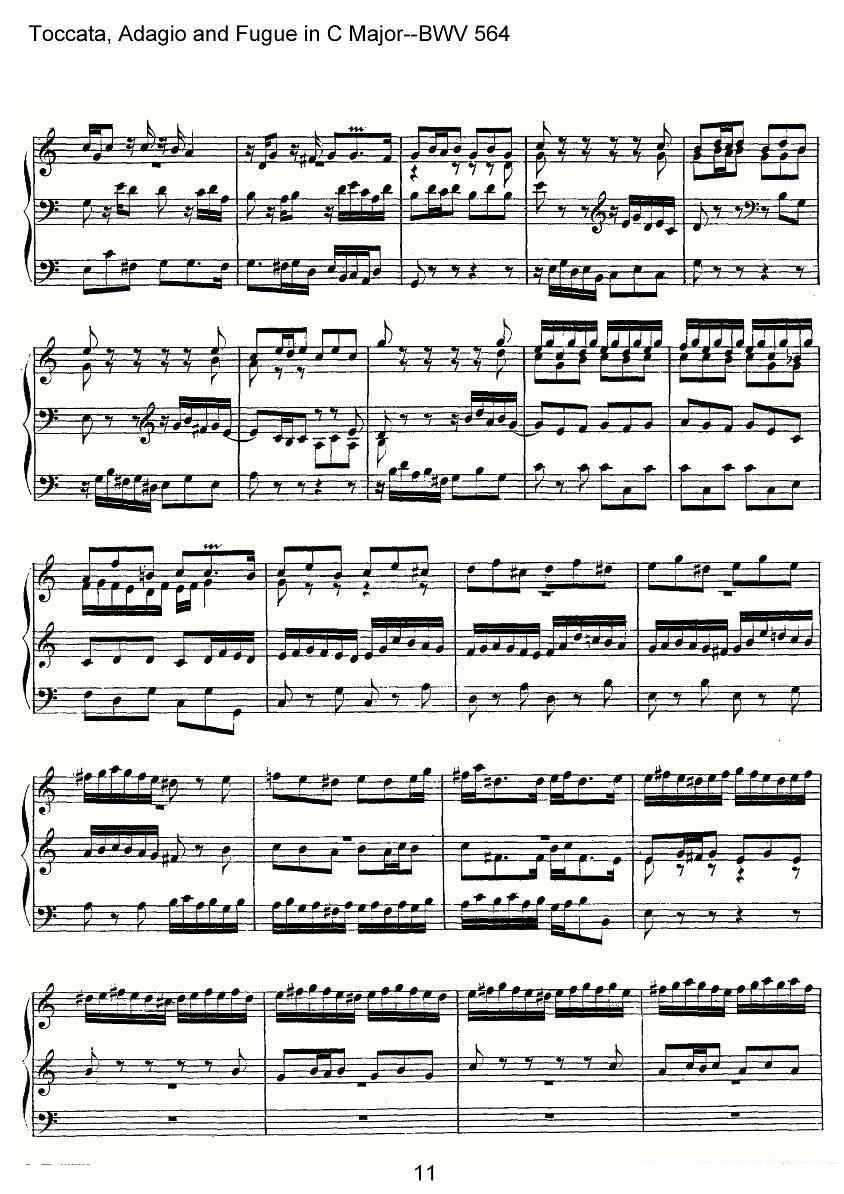 曲谱《Toccata, Adagio and Fugue in C Major--BWV 564》（第11页）