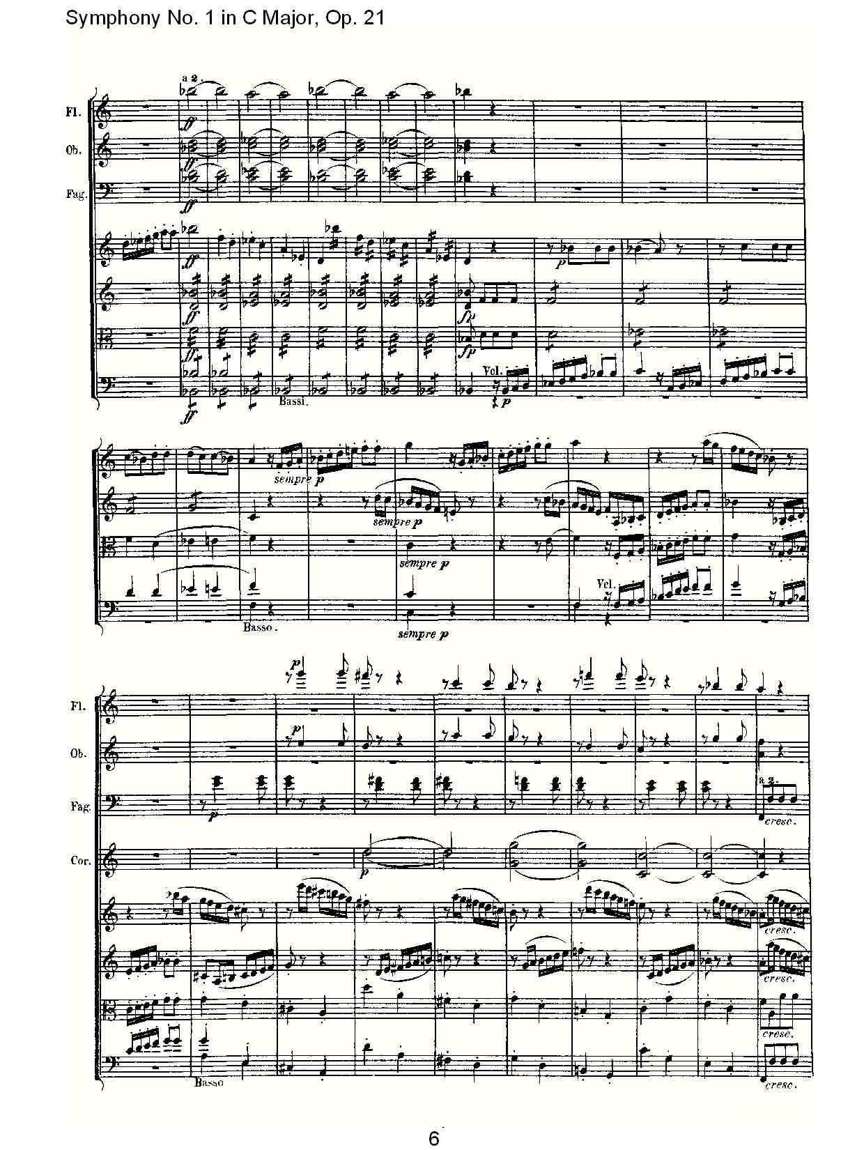 曲谱路德维西·冯·贝多芬《Symphony No. 1 in C Major, Op. 21》（第1页）