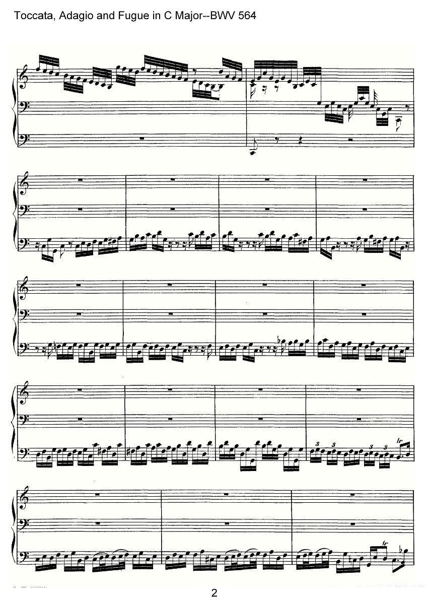 曲谱《Toccata, Adagio and Fugue in C Major--BWV 564》（第2页）
