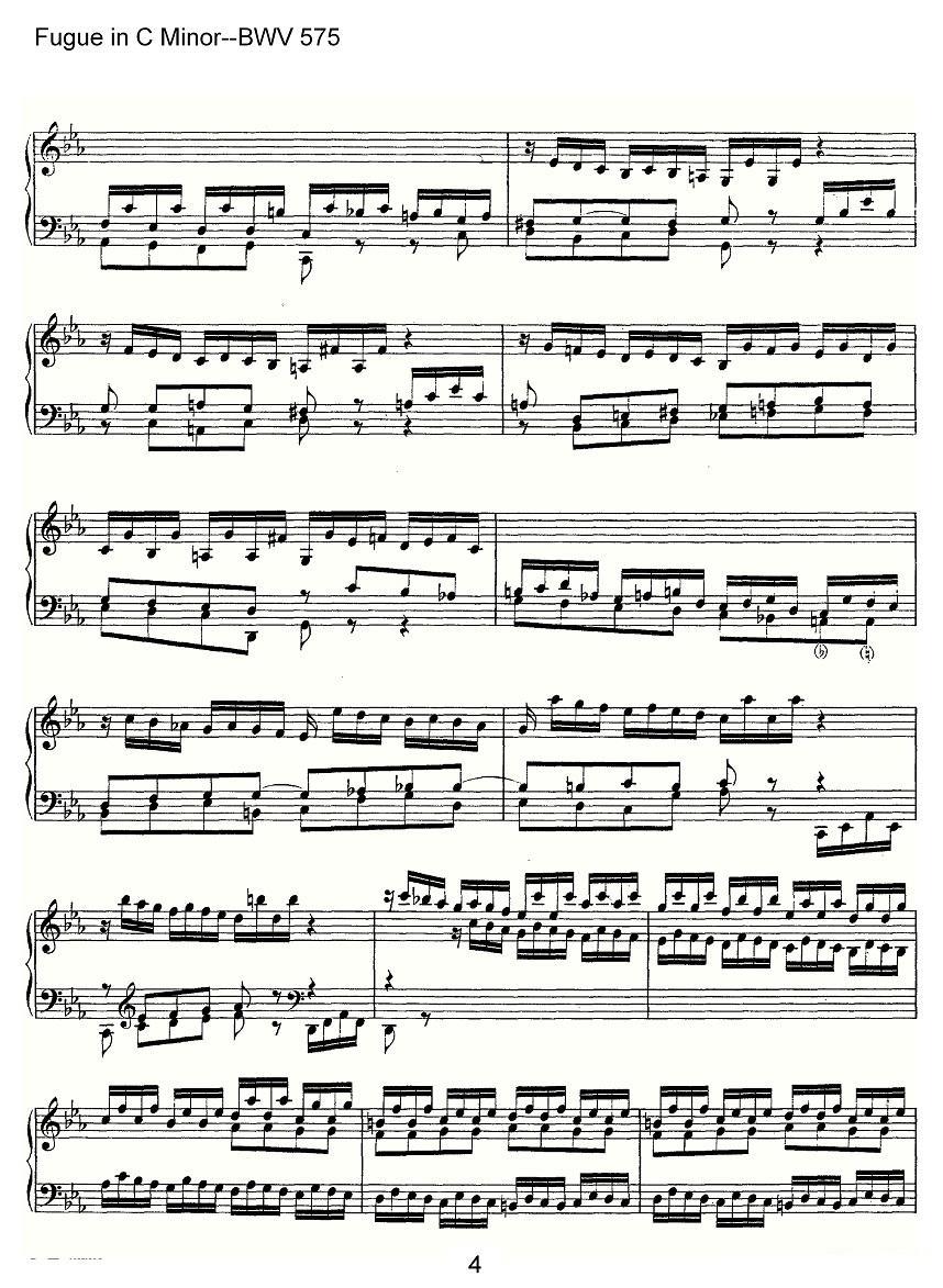 曲谱《Fugue in C Minor--BWV 575》（第4页）