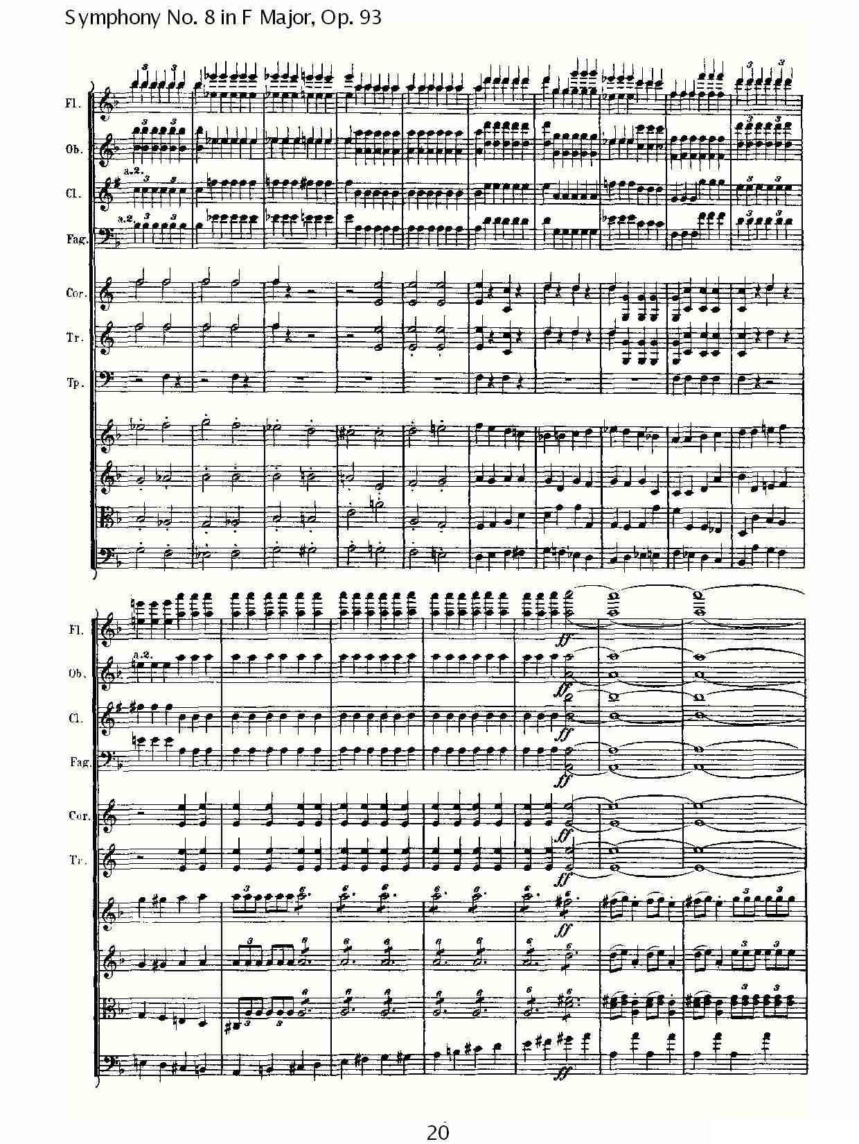 曲谱路德维西·冯·贝多芬《F大调第八交响曲 Op.93第四乐章》（第20页）