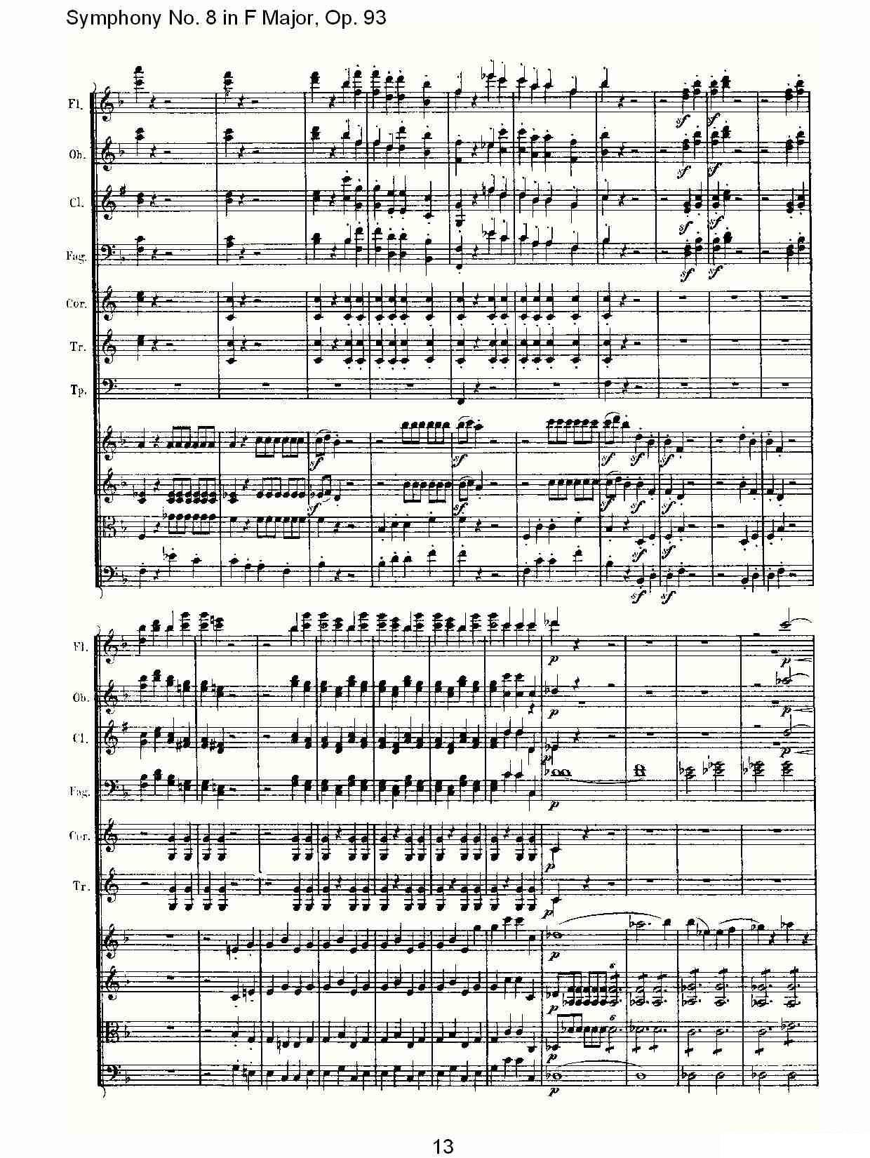 曲谱路德维西·冯·贝多芬《F大调第八交响曲 Op.93第四乐章》（第13页）