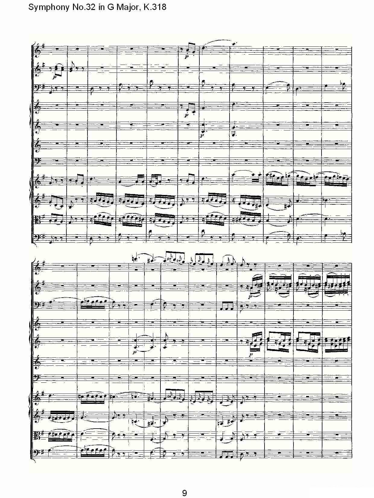 曲谱《Symphony No.32 in G Major, K.318》（第9页）