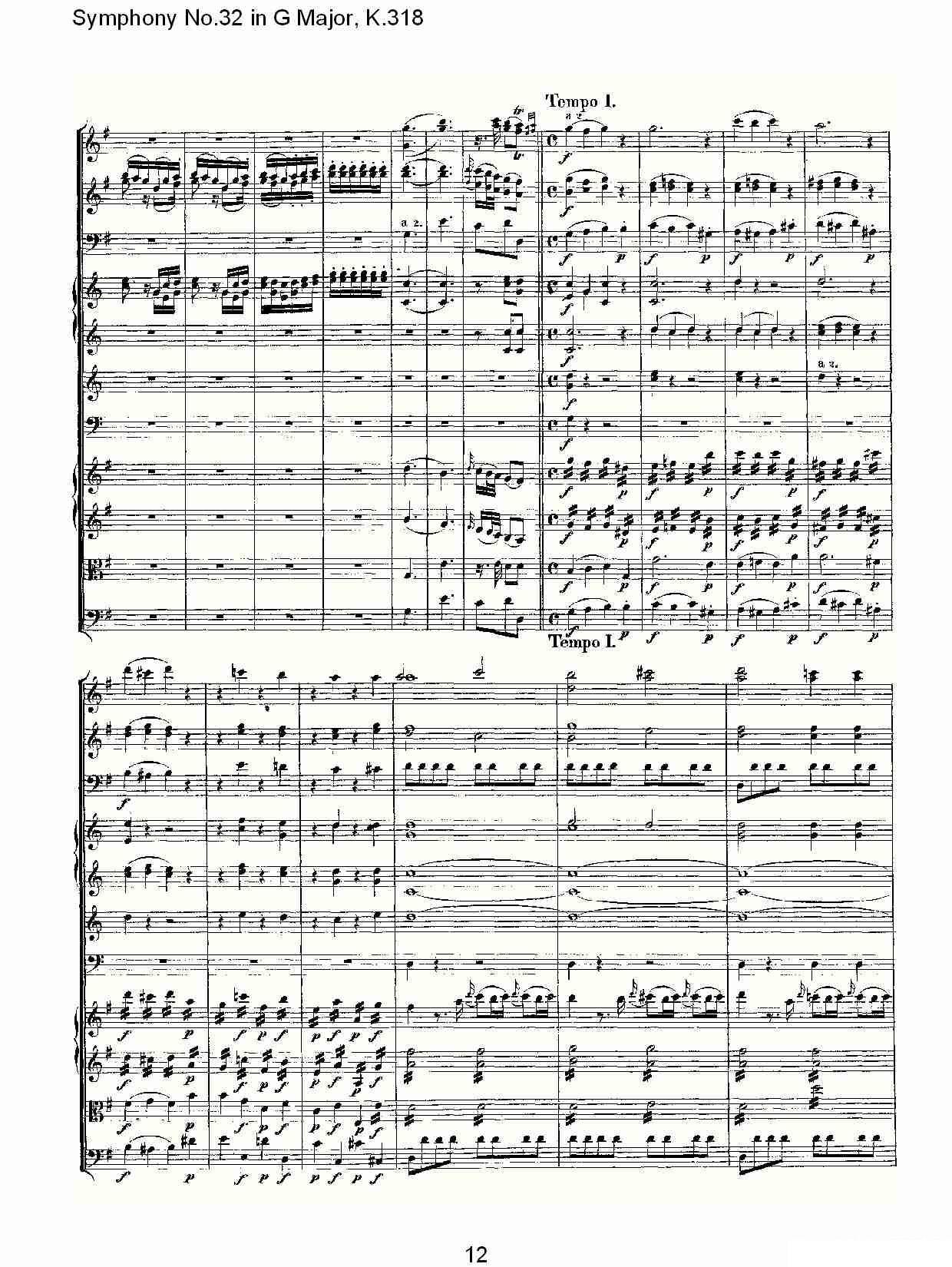曲谱《Symphony No.32 in G Major, K.318》（第12页）