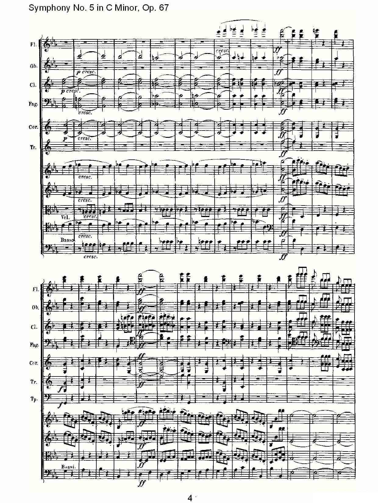 曲谱路德维西·冯·贝多芬《C小调第五交响曲 Op.67第一乐章》（第4页）