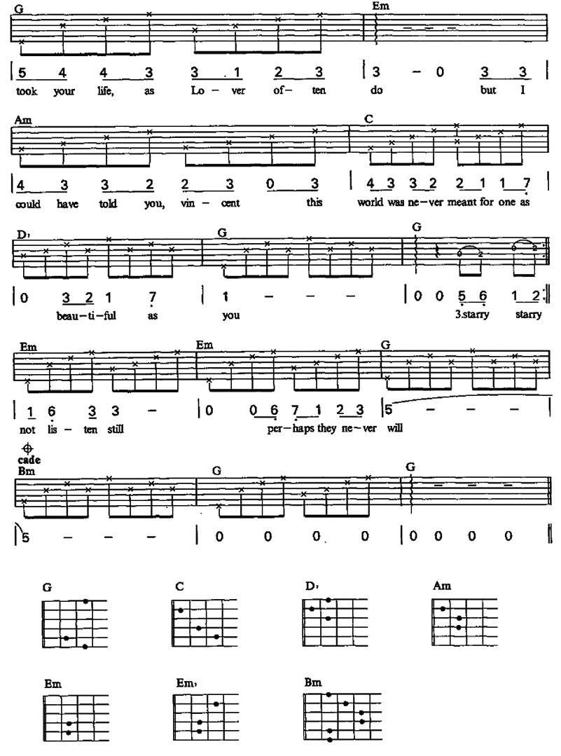《Vincent》吉他谱/六线谱（第4页）