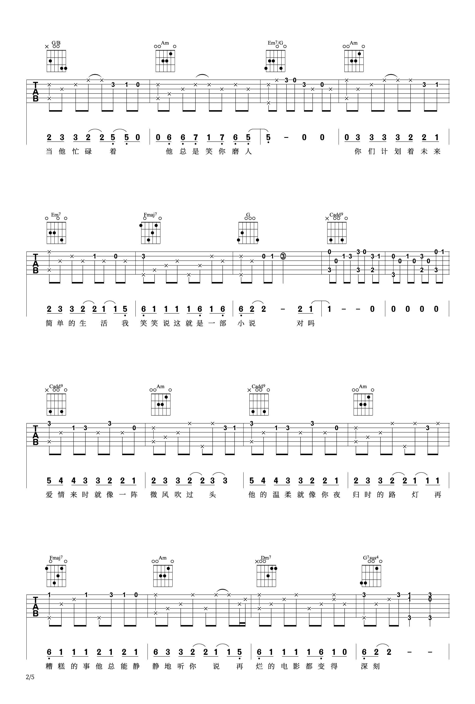 百里屠伕-小说吉他谱 芝麻主题曲-2