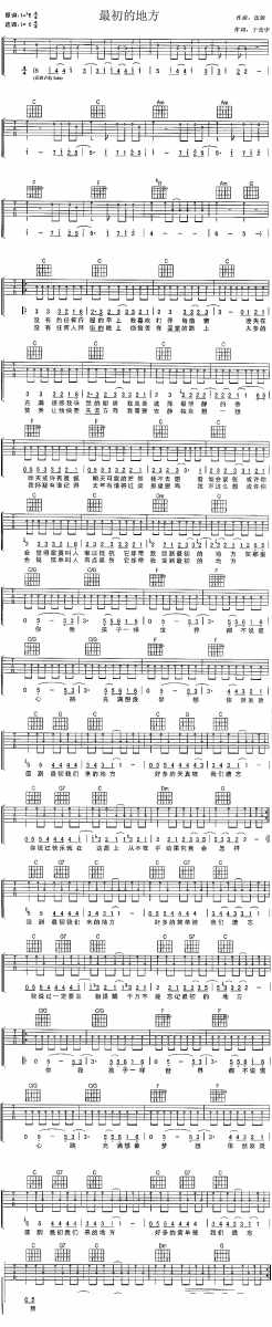 刘若英《最初的地方》吉他谱/六线谱