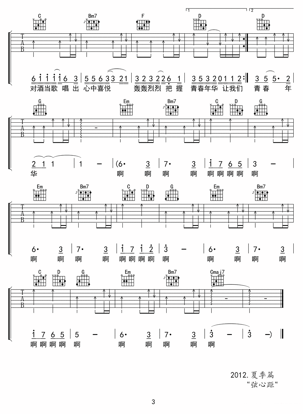 动力火车《当》吉他谱/六线谱（第3页）