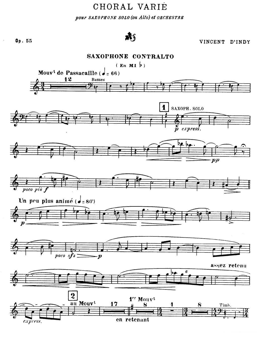 《Choral vari Op.55》萨克斯谱（第1页）