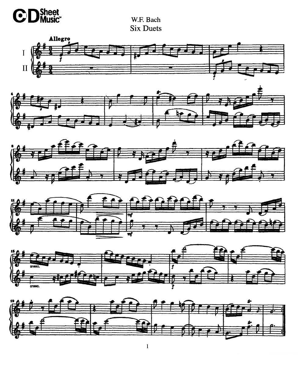 萨克斯乐谱曲谱 Six Duets（6首二重奏）（1）