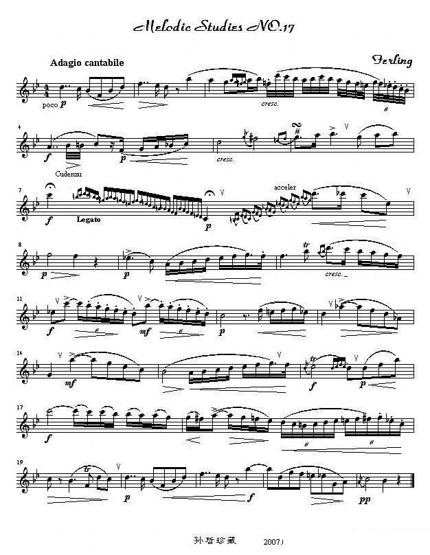 萨克斯乐谱曲谱 四十八首旋律练习曲之十七
