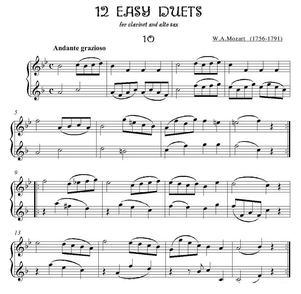 《12首单簧管萨克斯重奏之十》萨克斯谱