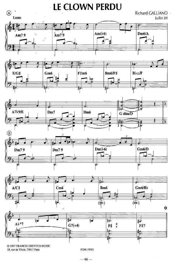 《TE CLOWN PERDU》手风琴谱（第1页）