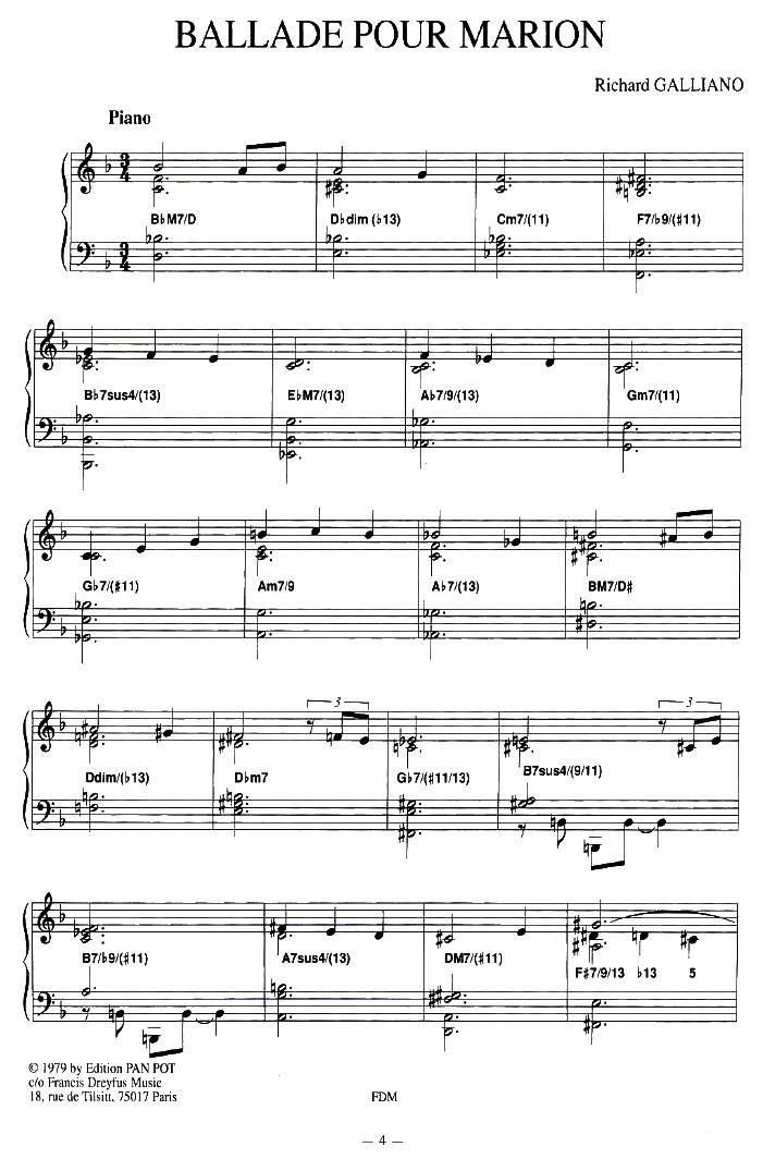 《BALLADE FOUR MARION》手风琴谱（第1页）