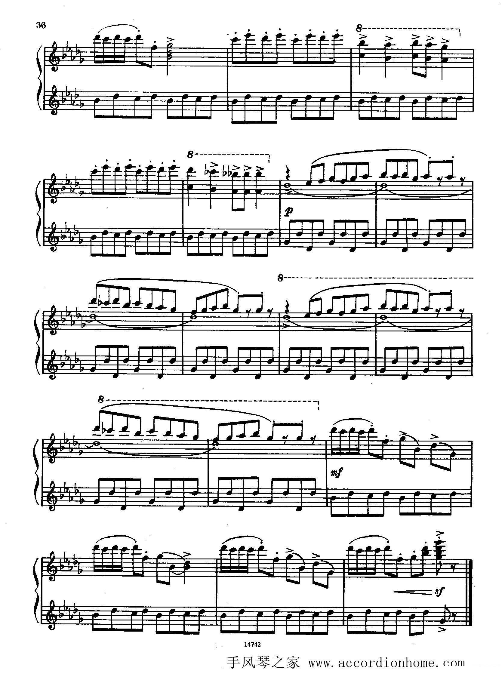 《佐罗塔耶夫-六首儿童组曲之二》手风琴谱（第18页）