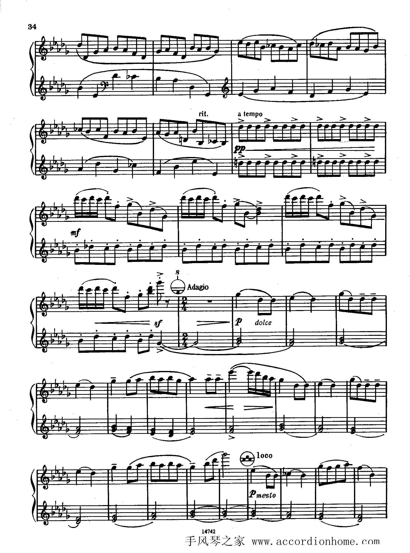 《佐罗塔耶夫-六首儿童组曲之二》手风琴谱（第16页）