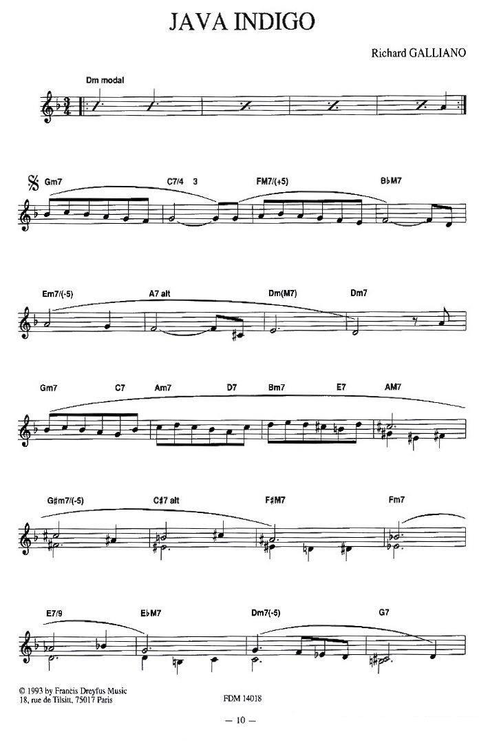 《JAVA INDIGO》手风琴谱（第1页）