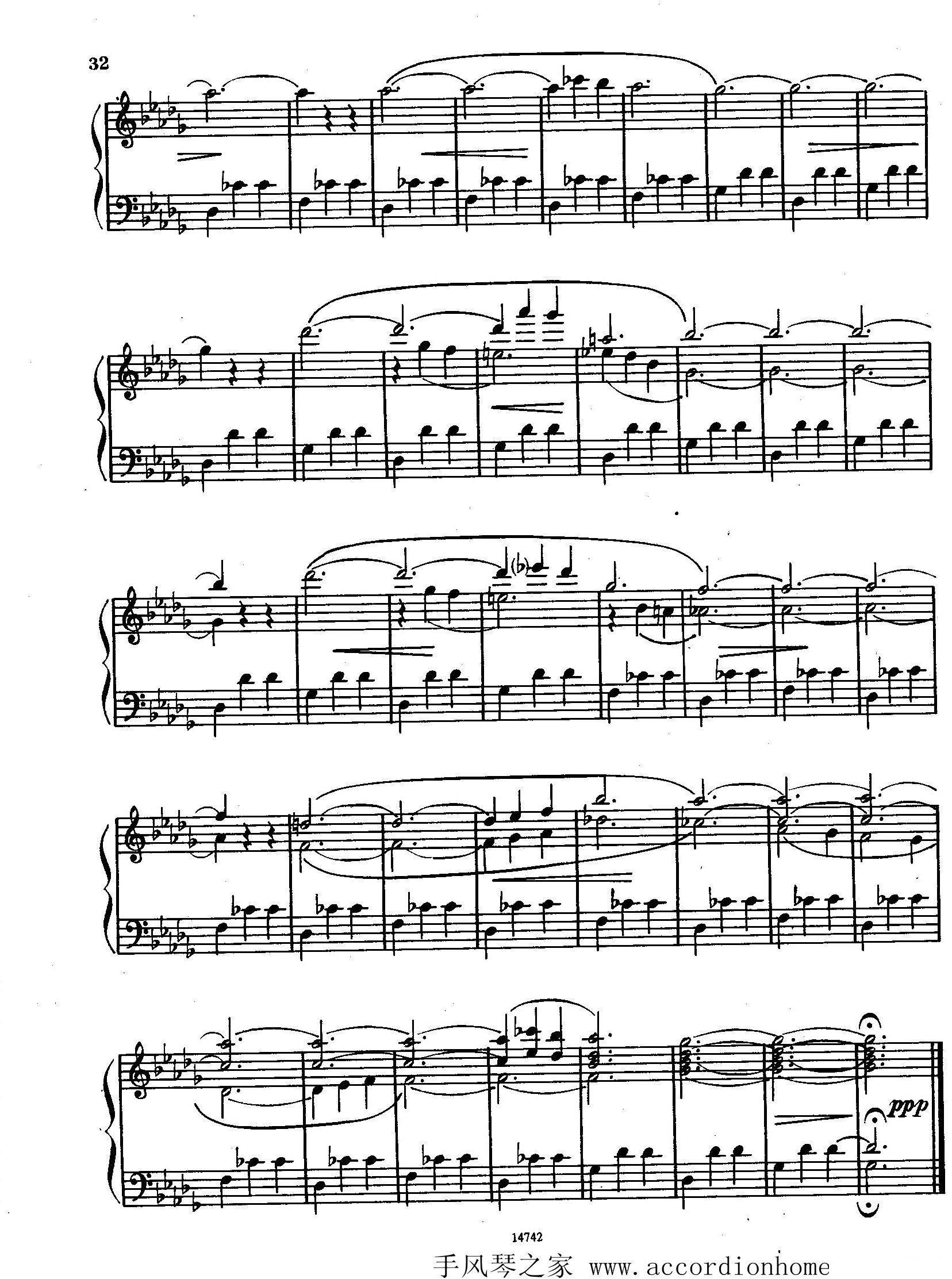 《佐罗塔耶夫-六首儿童组曲之二》手风琴谱（第14页）