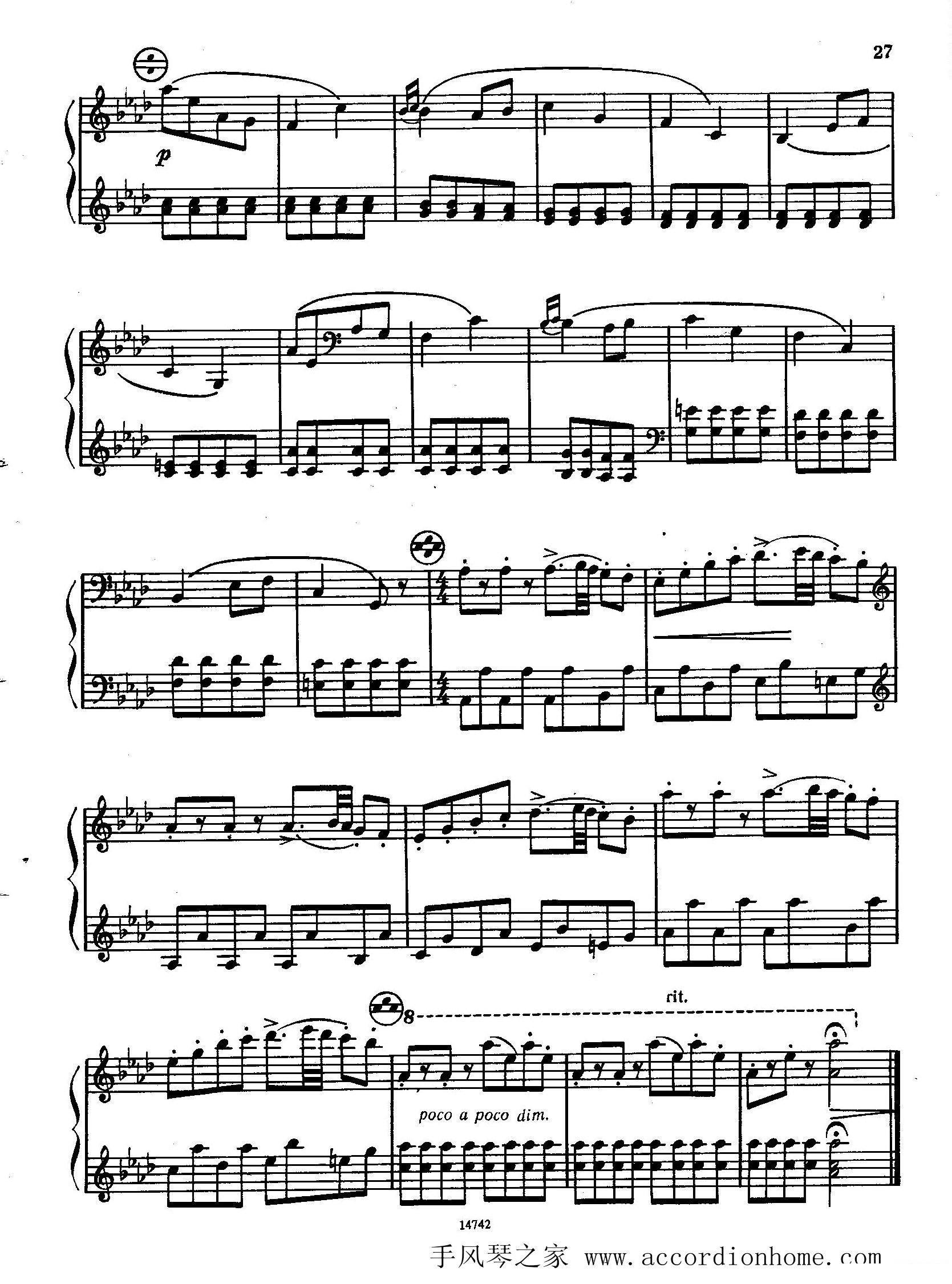 《佐罗塔耶夫-六首儿童组曲之二》手风琴谱（第9页）