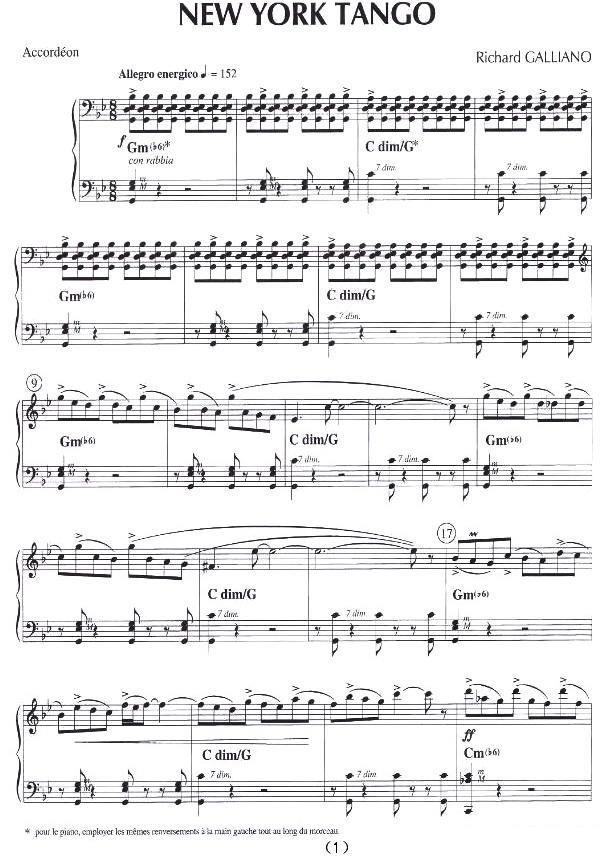 《纽约探戈》手风琴谱（第1页）