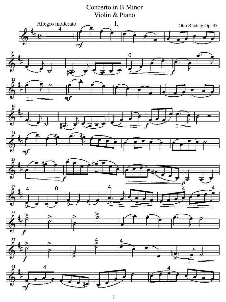 提琴乐谱曲谱 Concerto in B Minor（B小调协奏曲）