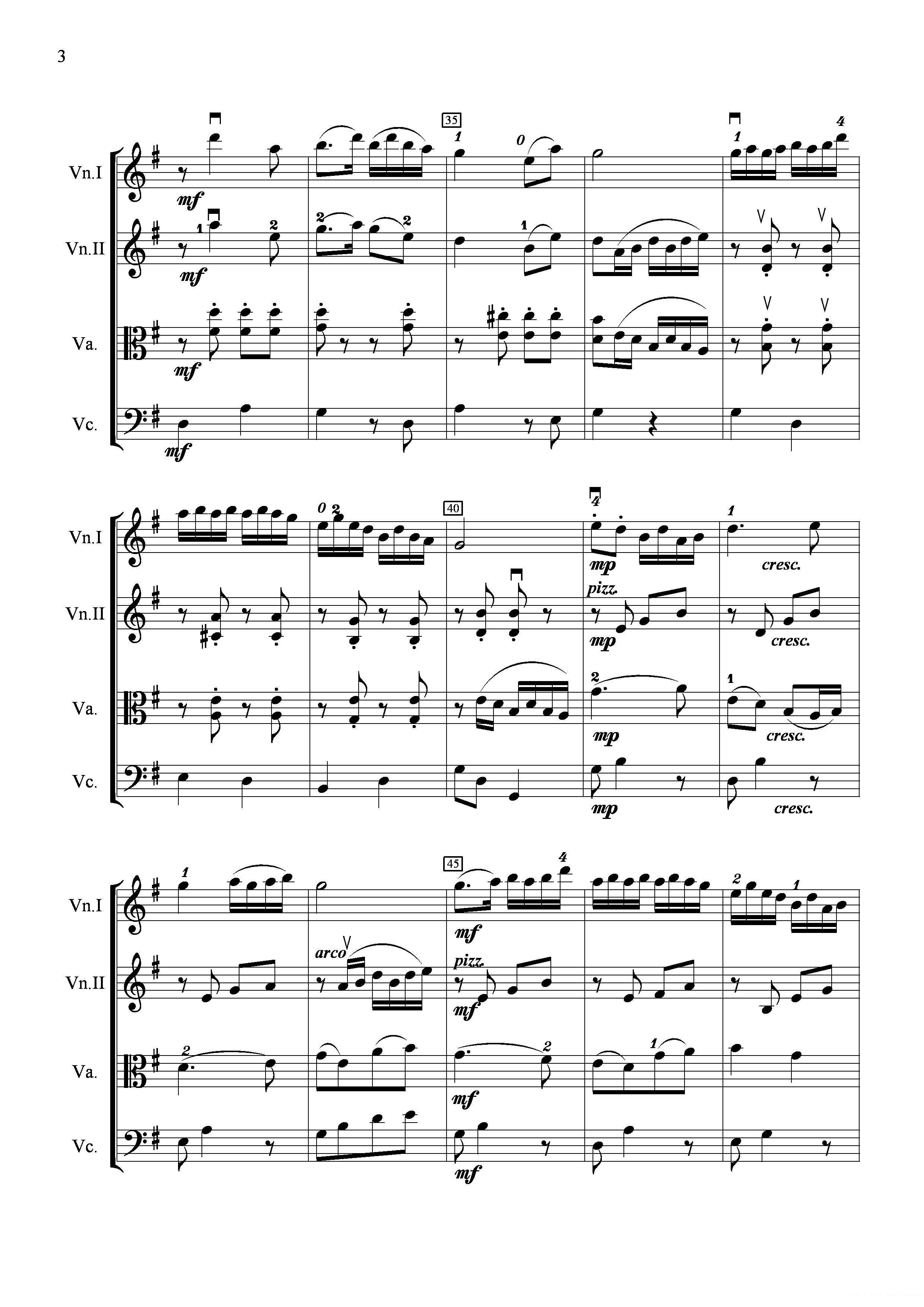 《扑蝶舞曲》提琴谱（第3页）