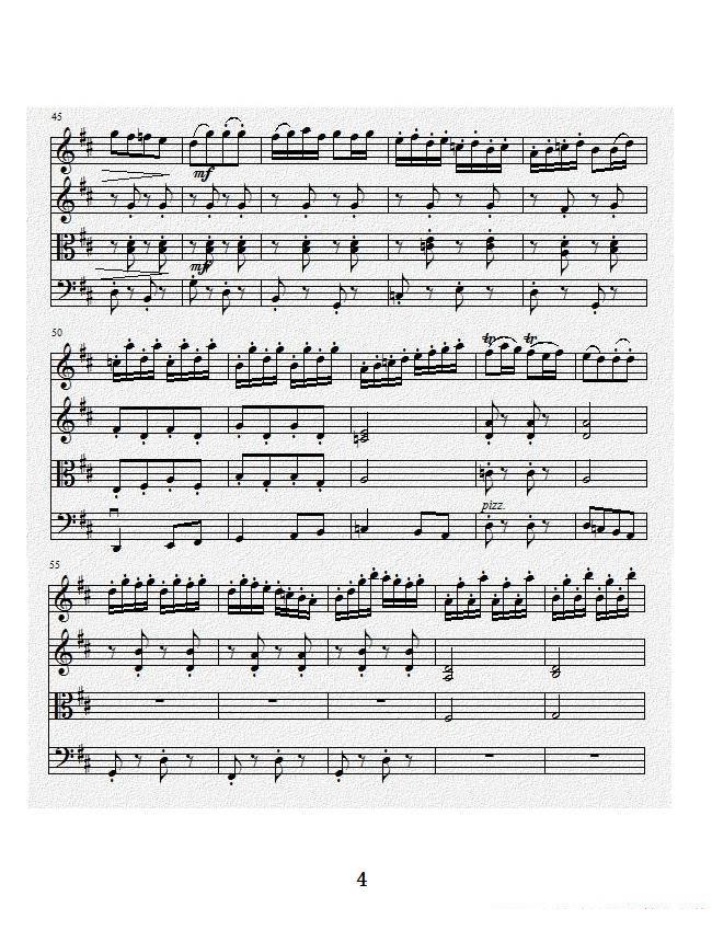 项道荣《No.1弦乐四重奏总谱》提琴谱（第4页）