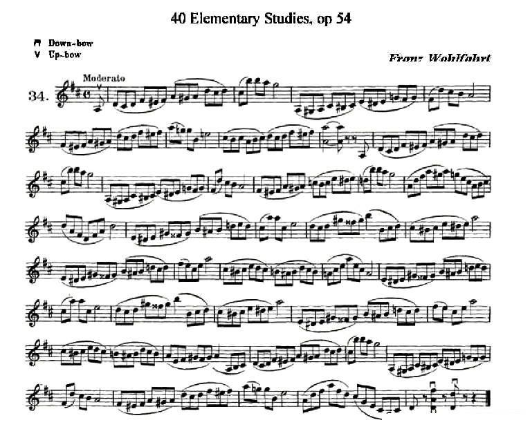 提琴乐谱曲谱 40首小提琴初级技巧练习曲之34