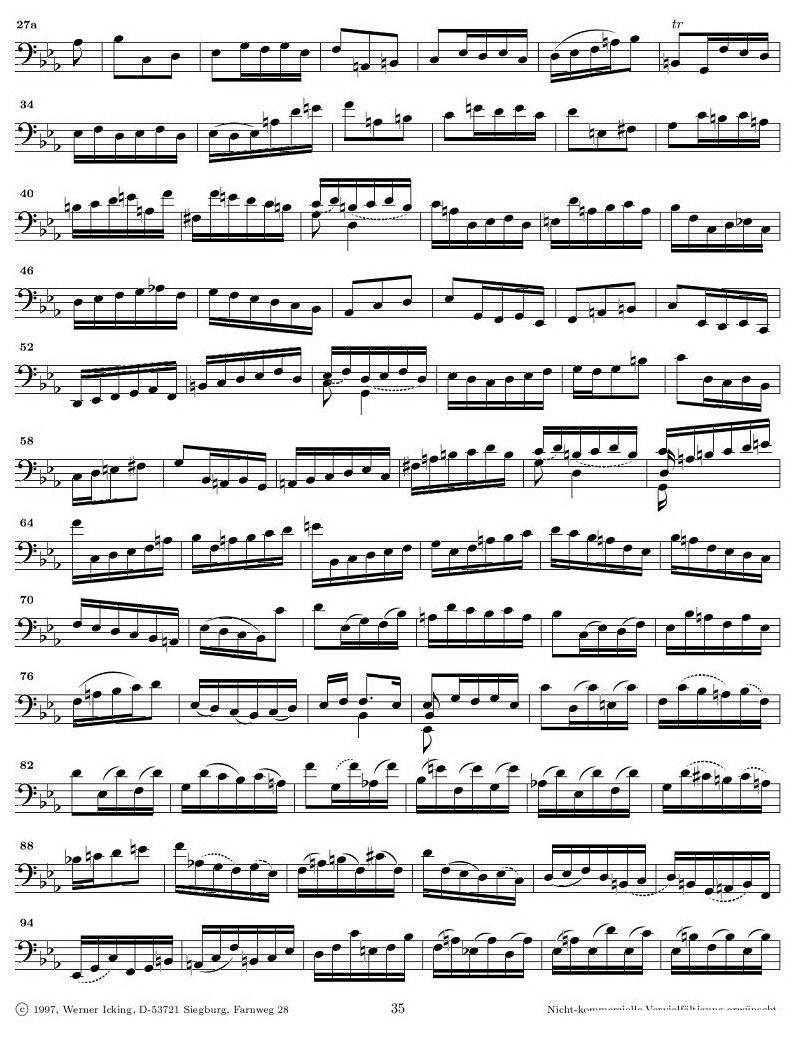 《巴赫无伴奏大提琴练习曲之五》提琴谱（第3页）