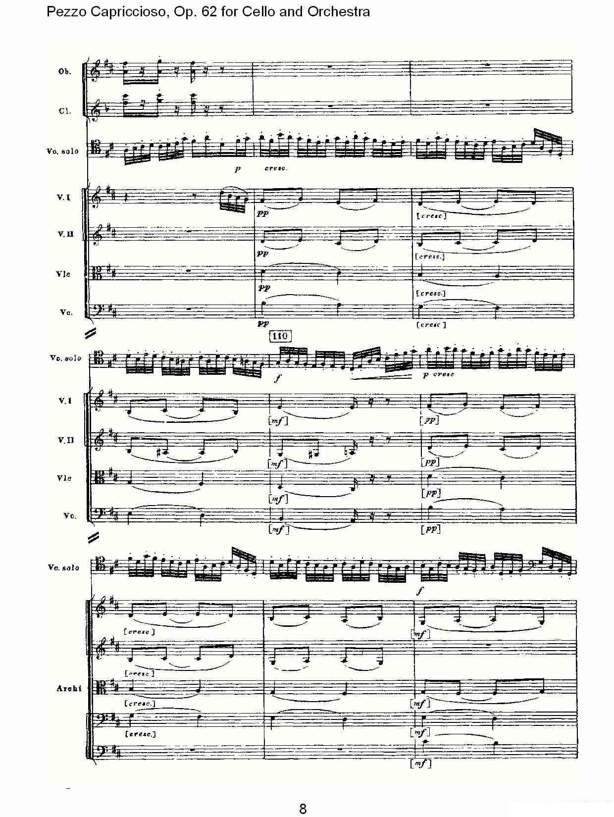 彼得·伊利奇·柴可夫斯基《Pezzo Capriccioso, Op.62》提琴谱（第8页）