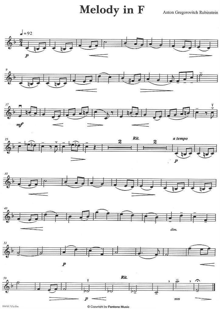 提琴乐谱曲谱 Melody in F