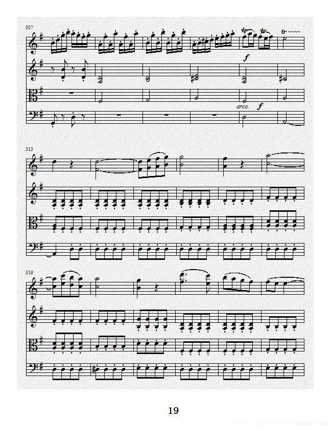 项道荣《No.1弦乐四重奏总谱》提琴谱（第19页）