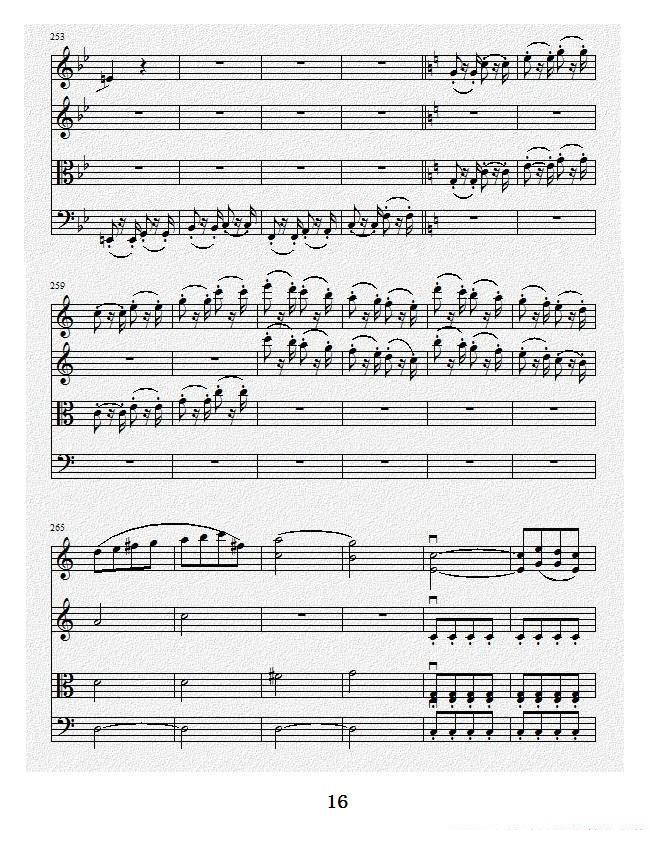 项道荣《No.1弦乐四重奏总谱》提琴谱（第16页）