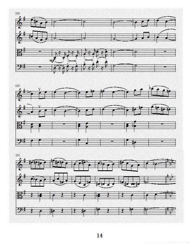 项道荣《No.1弦乐四重奏总谱》提琴谱（第14页）
