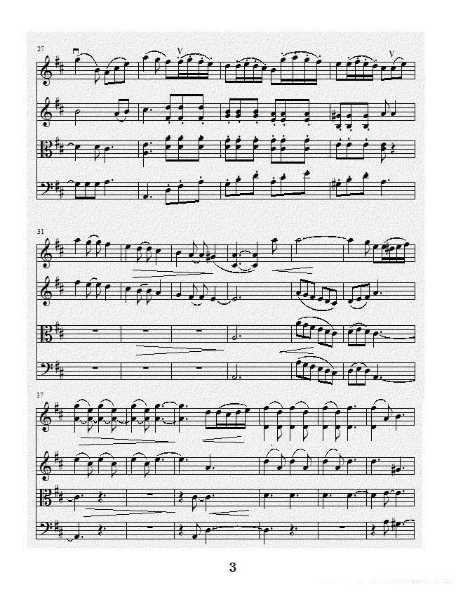 项道荣《No.1弦乐四重奏总谱》提琴谱（第3页）
