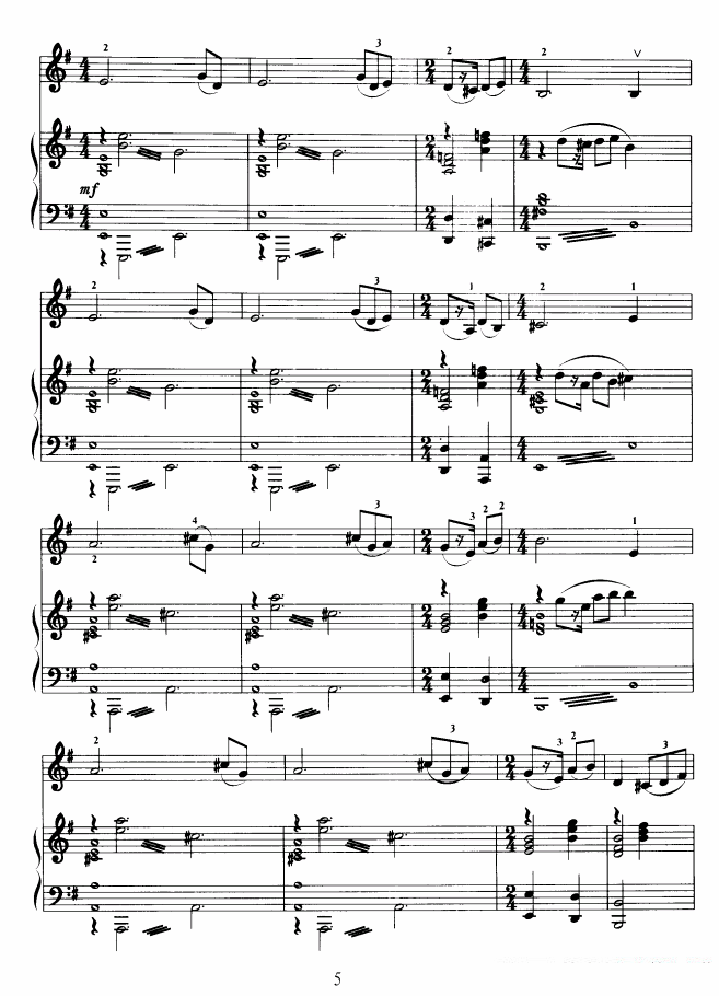 《回归抒怀》提琴谱（第5页）